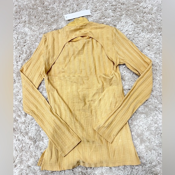 NWT JONATHAN SIMKHAI Janelle Ribbed Open Back Top in Honey Size x-Small - Picture 7 of 10